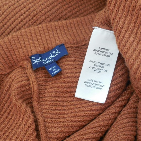 Splendid Sibyl Surplice Waffle Knit Brown Sweater - Picture 9 of 10